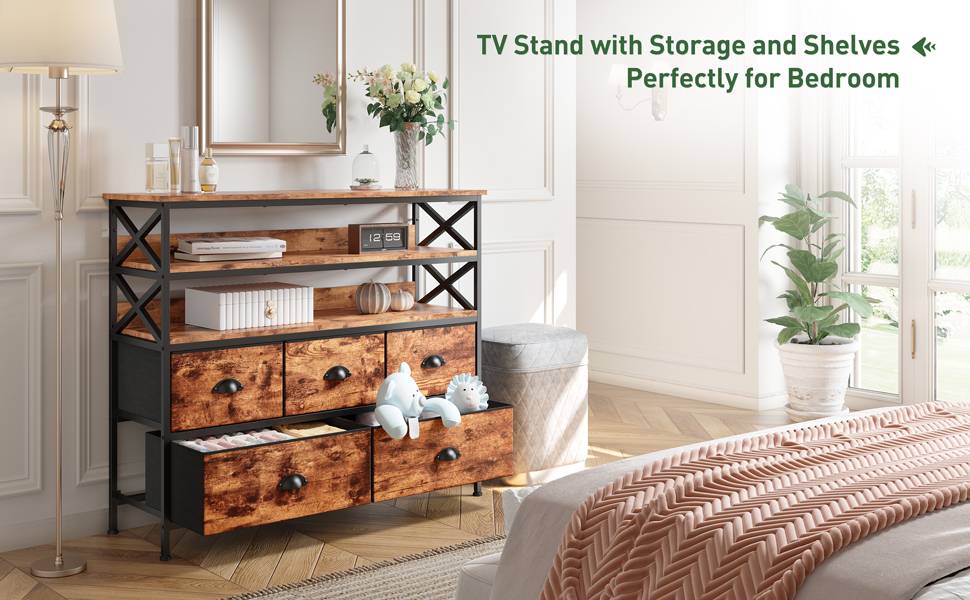 fabric on dresser Pipishell Dresser, 5 Drawer Storage Chest Tower, Organizer Unit – Pipi shell and comforters 5 Drawers Wide Fabric Dresser