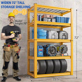 REIBII 72"H Metal Garage Shelving , 2500 LBS Adjustable Industrial Metal Storage Shelves