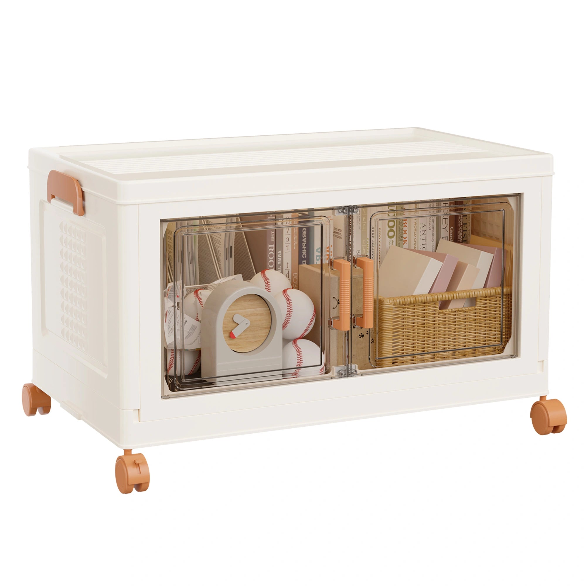 Enhomee Plastic Storage Bins with Lids, Clear Storage Bins on Wheels,Stackable Storage Box Closet Organizer