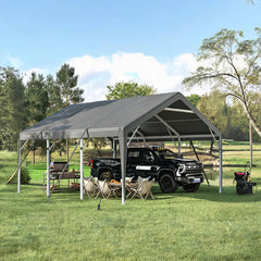 REIBII Heavy Duty Carport, 20x20 FT Portable Garage Carport, All Weather Portable Garage Shelter, Removable Sidewalls, Outdoor Storage & Party Tent