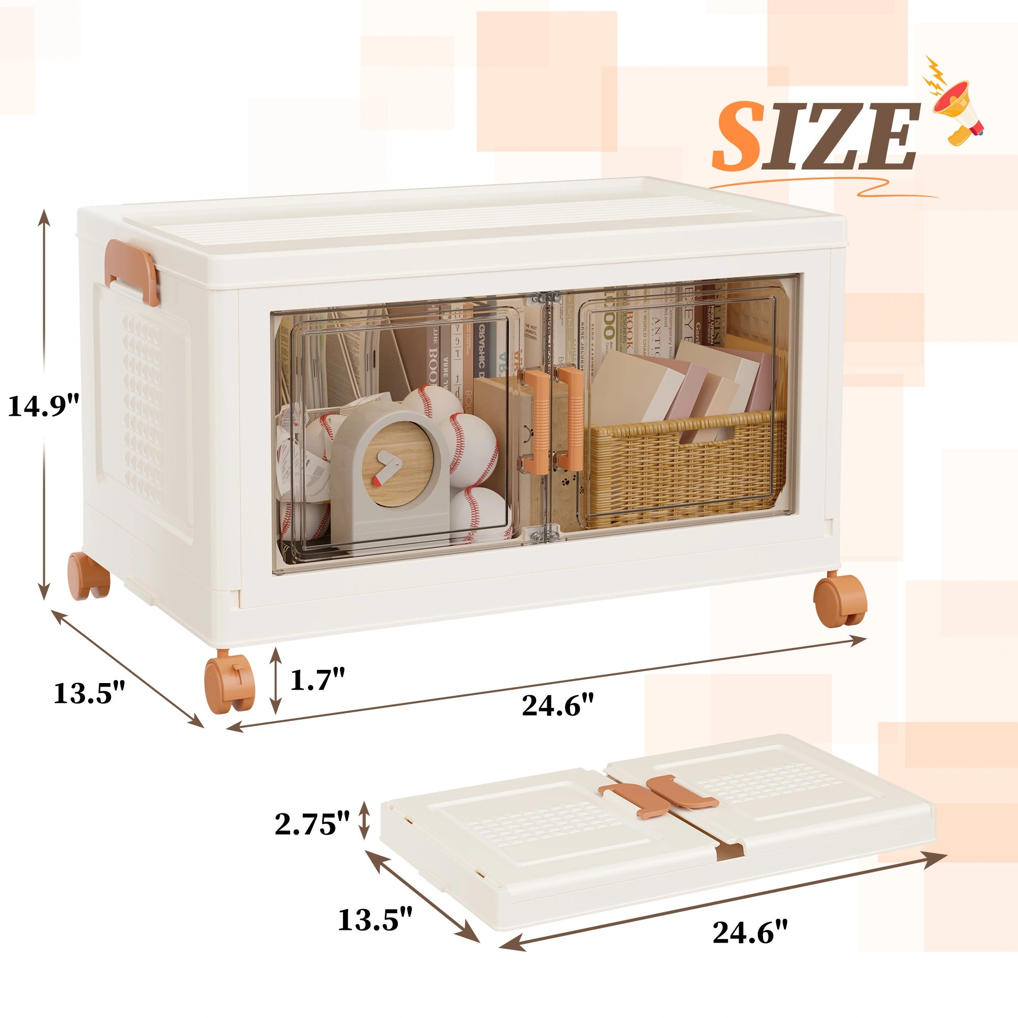 Enhomee Plastic Storage Bins with Lids, Clear Storage Bins on Wheels,Stackable Storage Box Closet Organizer