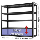 REIBII 5-Tier 72″ H Garage Shelving,3000LBS Adjustable Metal Shelving Unit, Storage Shelves For Warehouse, Basement & Industrial