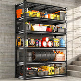 REIBII 48" W 3300 LBS Metal Storage Shelves, 6-Tier Adjustable Heavy Duty Garage Shelving for Workshop, Warehouse & Basement