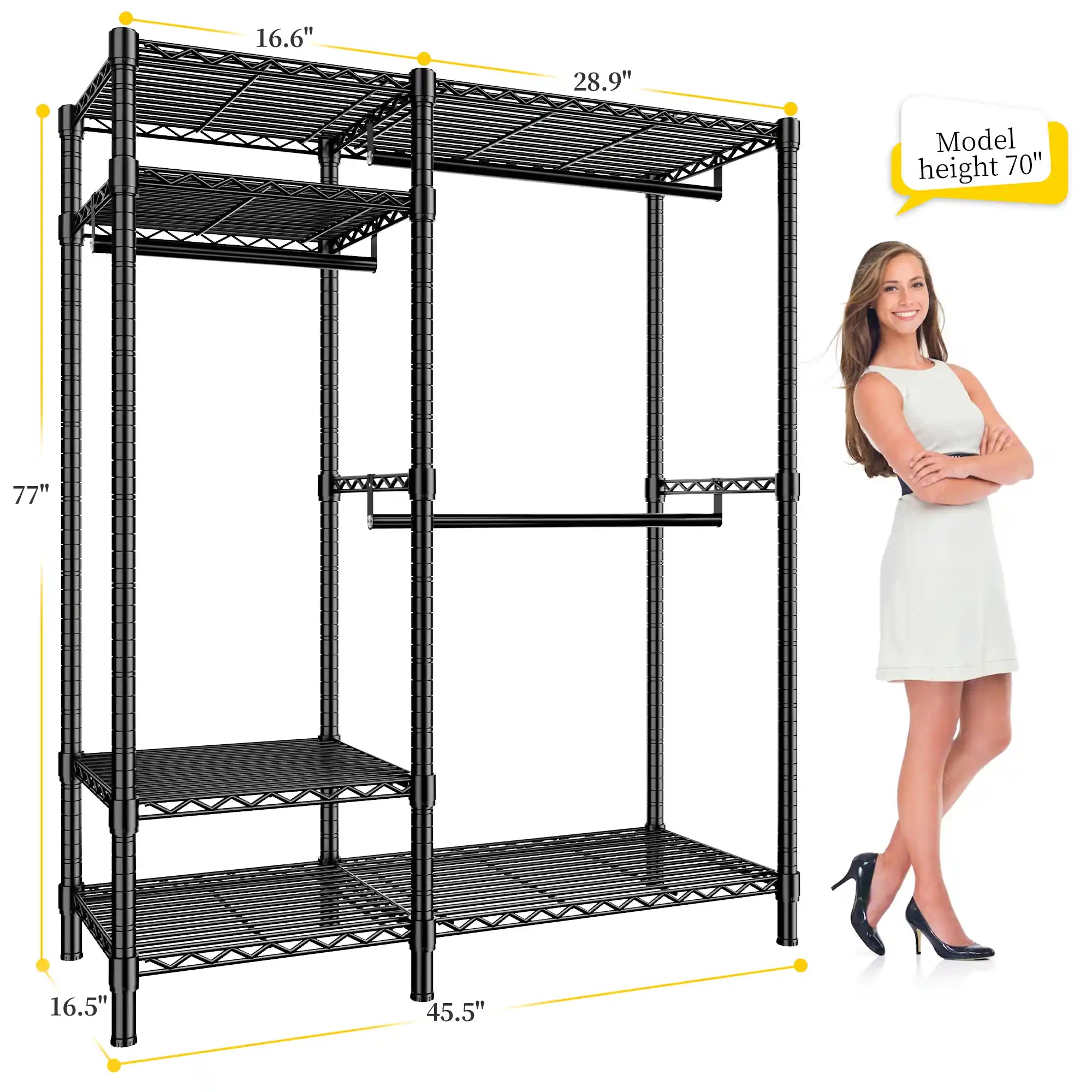 Raybee Heavy Duty Wire Garment Rack,Garment Rack For Hanging,Adjustable Portable Clothes Rack,For Bedroom