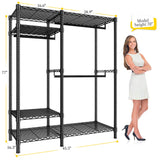 Raybee Heavy Duty Wire Garment Rack,Garment Rack For Hanging,Adjustable Portable Clothes Rack,For Bedroom