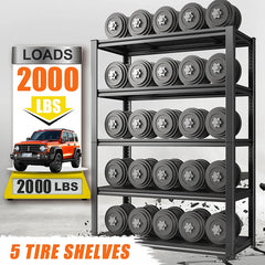 REIBII 32" W Garage Shelving Heavy Duty, 2000 lbs Adjustable Storage Shelves 5-Tier Metal Shelving for Basement Pantry Warehouse