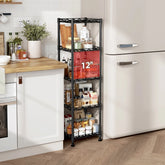 Reibii 12" Slim 5-Tier Adjustable Wire Shelving Unit, Space-Saving Rustproof Metal Storage Rack for Closet, Bathroom, Kitchen, Pantry & Small Apartments