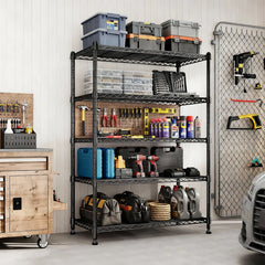 REIBII 5-Tier Adjustable Metal Wire Shelving Unit, 29 Inch Width, 1020 LBS Max Load, 19mm Robust Steel Frame, Rustproof Storage Organizer for Garage Workshop