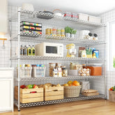 Reibii 55.5"W Metal Wire Shelving, 3200 lbs Heavy Duty Storage Racks,For Kitchen Basement,Chrome
