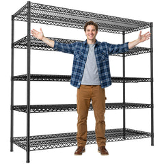 Reibii 55.5"W Wire Shelves,3200 lbs Heavy Duty Storage Shelves, Metal Shelves for Garage Kitchen Basement