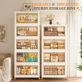 Enhomee Plastic Storage Bins with Lids, Clear Storage Bins on Wheels,Stackable Storage Box Closet Organizer