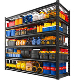 Reibii 55" W Adjustable Storage Shelves, 6-Tier Heavy Duty Garage Shelving 3300Lbs Capacity Steel Shelf, Split Into 2 Units for Garage Basement Warehouse Kitchen