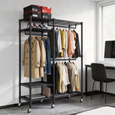 Reibii Heavy Duty Portable Clothes Rack With Wheels,Clothing Rack For Hanging,Garment Rack For Bedroom