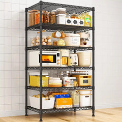 REIBII 71"H Wire Shelving Units,6 Tier Storage Shelves,Adjustable Detachable Storage Shelving Unit for Kitchen Laundry Pantry Garage Commercial