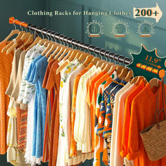 Raybee 75"W clothes rack on wheels,Garment Rack with Shelves, Rolling Clothes Racks