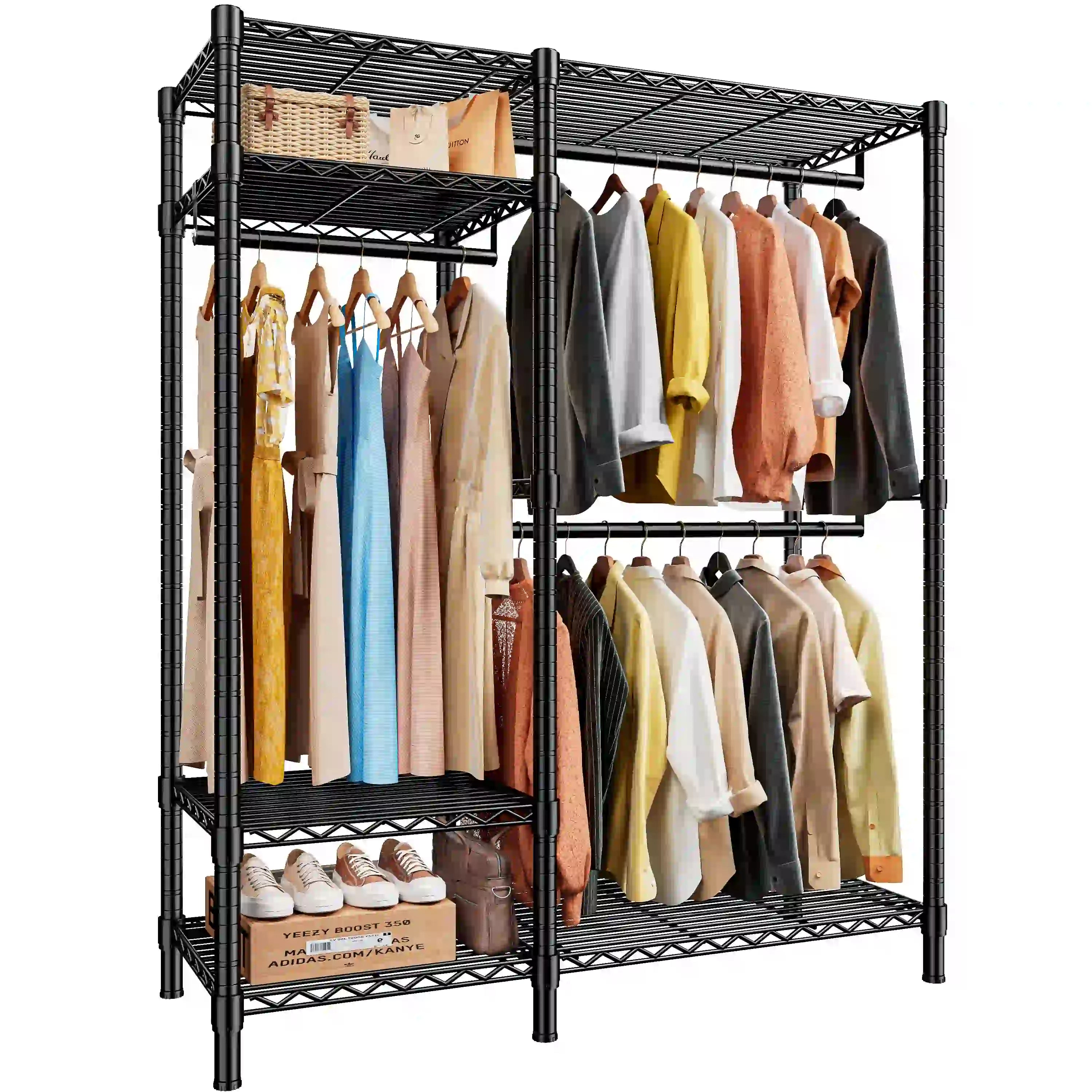Raybee Heavy Duty Wire Garment Rack,Garment Rack For Hanging,Adjustable Portable Clothes Rack,For Bedroom