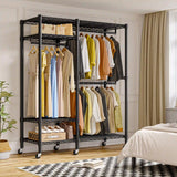 Raybee Heavy Duty Wire Garment Rack,Garment Rack For Hanging,Adjustable Portable Clothes Rack,For Bedroom
