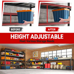 The flexible adjustable metal shelving unit lets you create the storage configuration you need for different-sized items.