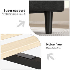 Reibii 880LBS Upholstered Bed Frame, Adjustable Headboard with Charging Station, Noise-Free & Easy Assembly