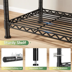 Raybee 75.5"H Heavy Duty Clothes Rack with Cover,800LBS Portable Clothes Rack for Bedroom,Wire Garment Rack