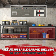 REIBII 55“W x 72"H 3000LBS shelf rack 5 Tiers garage metal shelves Adjustable Industrial Shelving for Garage, Warehouse, Pantry