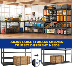 Customize your garage storage shelves to maximize vertical space in garages, workshops, and warehouses.