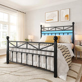 REIBII 54" Tall Headboard Metal Platform Bed Frame with LED Lights, 883 LBS Reinforced Steel Support, 12.7" Under-Bed Storage, Noise-Reducing Slats, No Box Spring Needed