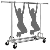 Raybee Heavy Duty Extendable Clothes Rack, 75"W Adjustable Rolling Garment Rack with Storage Shelf, 360° Lockable Wheels & Tool-Free Assembly for Bedroom Dorm Laundry