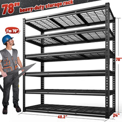 Extra-Wide 48.2" W x 24" D x 78" H Heavy-Duty Garage Shelving