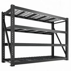 REIBII 4-Tier 77.2"W x 24"D x 72"H Freestanding Bulk Storage Rack with Steel Wire Decking