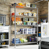 REIBII 35.5"W Chrome Wire Shelving, 5-Tier 1200LBS Adjustable Metal Shelves for Closet Kitchen Pantry