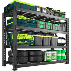 4-Tier 60"W Industrial Storage Shelves, 11000LBS Fully Adjustable Heavy Storage Unit for Warehouse Workshop Basement