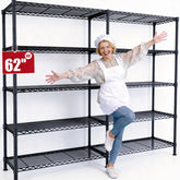 REIBII 62" W Wire Shelving Units Load 1550lbs, 5-Tier Metal L Shaped Shelves, Adjustable Shelving Rack for Pantry Kitchen Closet