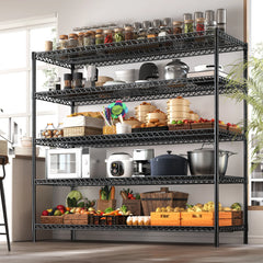 Reibii Heavy Duty 5-Tier Wire Storage Rack, 71"H 55.5"W 3200 LBS Adjustable Steel Utility Shelving, Metal Organizer Shelves for Garage, Pantry, Kitchen, Basement, Warehouse