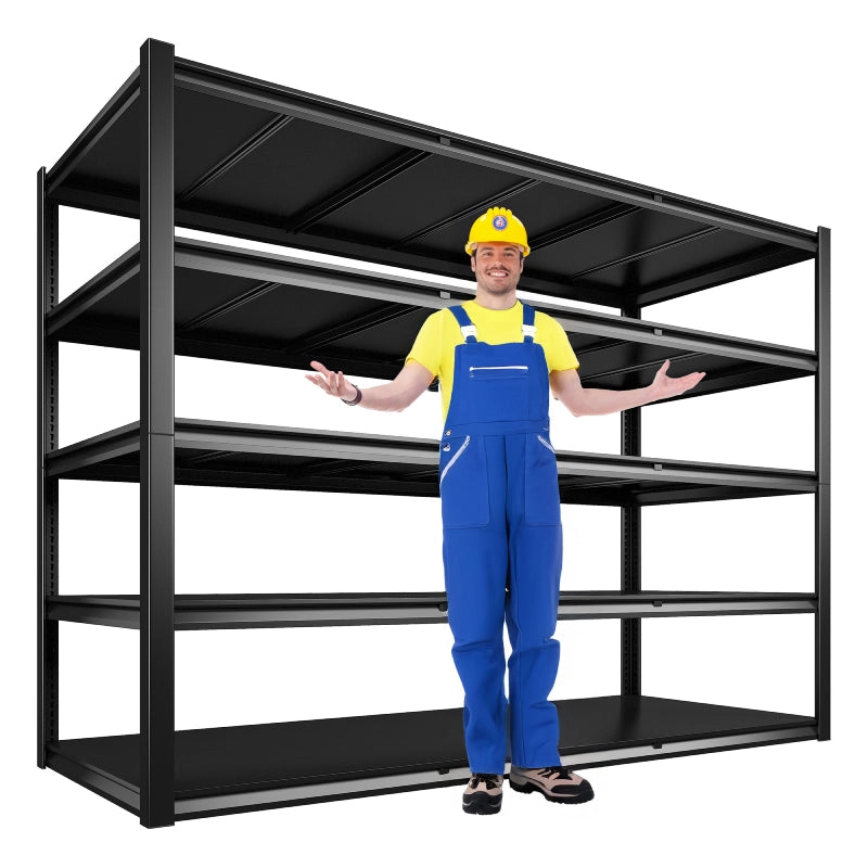 REIBII 60" Widen Heavy Duty Metal Shelving, 3000 Lbs Steel Garage Shelving for Industrial Warehouse