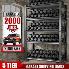 REIBII Metal shelving holds a total capacity of 2,000 lbs