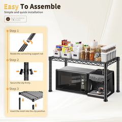 Reibii 27.5" W Heavy Duty Height Adjustable Metal Shelving Unit, Multipurpose Storage Organizer for Kitchen, Office, Pantry