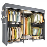 Raybee 75"W Portable Clothes Rack With Cover, 905LBS Heavy Duty Clothes Rack For Hanging Clothes,Adjustable&Stability
