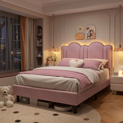 Queen Bed Frame with Headboard&LED Lights