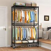 Raybee 79"H Clothing Rack With Wheels, Rolling Garment Rack For Hanging,Portable Closets