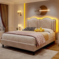 Queen Bed Frame with Headboard&LED Lights
