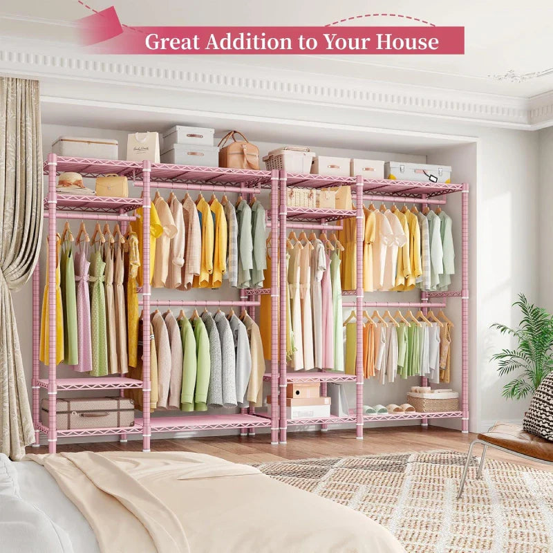 Raybee Heavy Duty Wire Garment Rack,Garment Rack For Hanging,Adjustable Portable Clothes Rack,For Bedroom