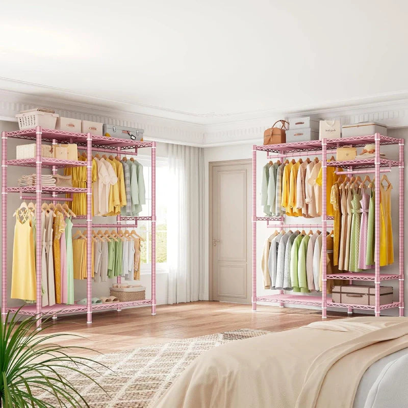 Raybee Heavy Duty Wire Garment Rack,Garment Rack For Hanging,Adjustable Portable Clothes Rack,For Bedroom