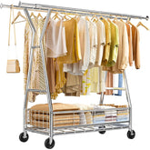 Raybee 65.4"W 350LBS Rolling Clothing rack with Shelves, Adjustable Commecial Garment Racks