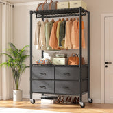 Raybee_rolling_clothes_rack_with_4_drawers