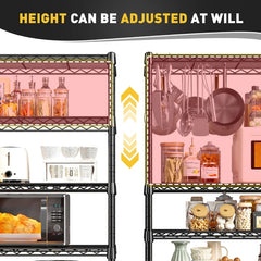 Reibii Tall Wire Shelving Units,Adjustable Outdoor Metal Shelves, Storage Shelves for Kitchen Pantry Dorm