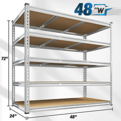 Reibii 48”W galvanized Shelving Units, 3020lbs Heavy Duty Garage Storage Shelves for Pantry Kitchen Commercial