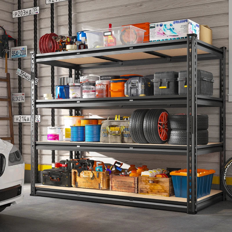 REIBII 48" W Freestanding Shelves, 2550 lbs Heavy Duty Steel Shelving Racks, Adjustable Storage Rack for Garage Kitchen Pantry