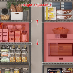 REIBII 45.5" W Wire Shelving, 5-Tier Adjusatble Storage Shelves, Metal Storage Rack for Pantry Kitchen Commercial