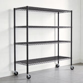 Reibii 56" W × 75.6" H Wire Rack Shelving Units on Wheels, 2550 lbs Adjustable Wire Storage Shelves for Pantry Closet Commercial
